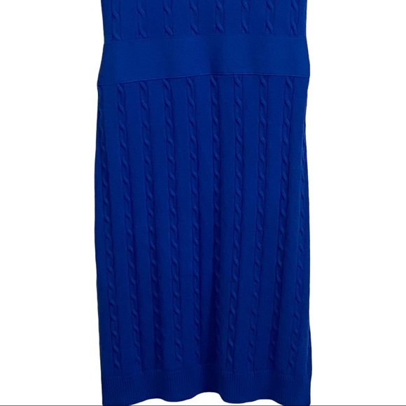 Milly of New York Medium Cerulean Blue Scoop Neck Cap Sleeves Sweater Dress 4636 - Picture 6 of 9